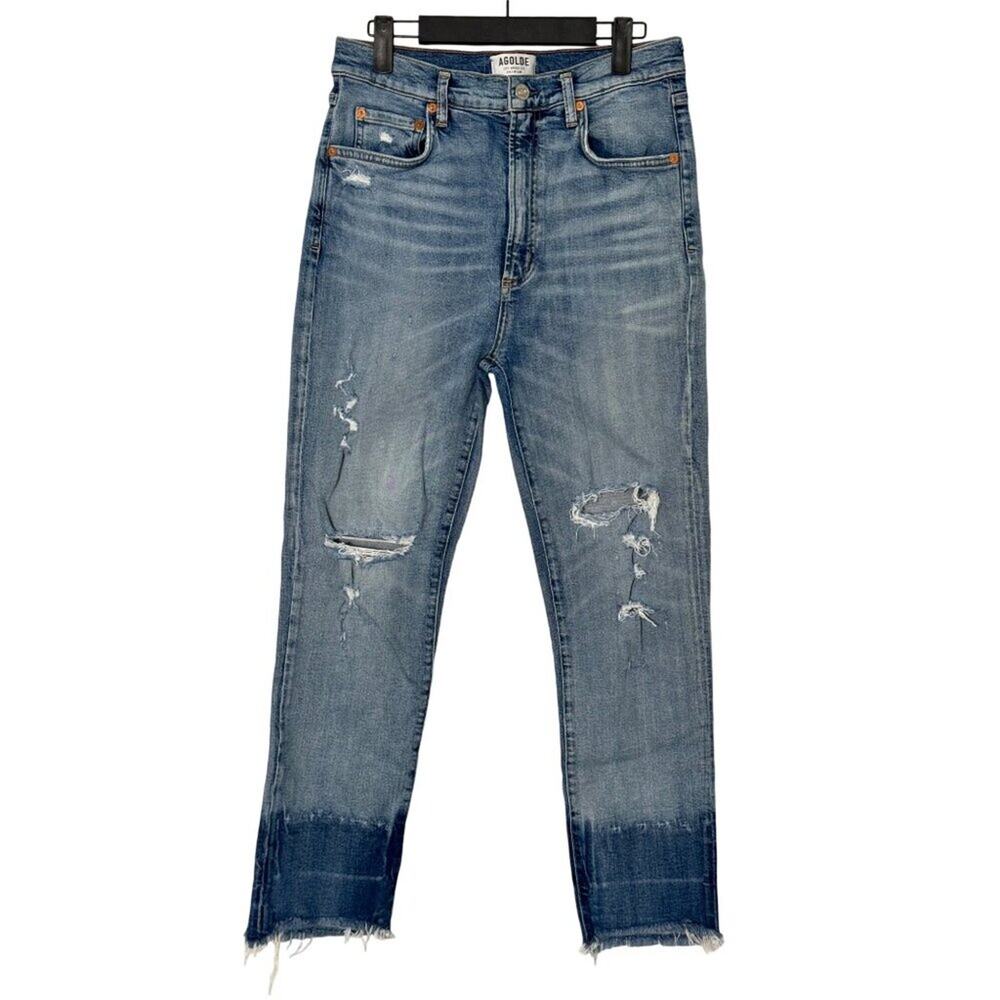 💙 AGOLDE 🩵  Ruby Super High Rise Slim Straight Distressed Ankle Jeans Size 30 - Picture 3 of 12